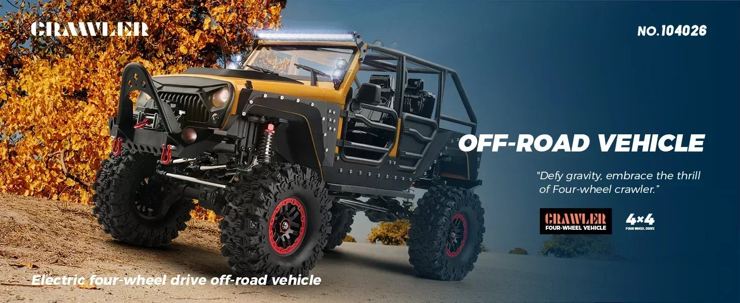 Crawler NO.104026 electric four-wheel drive off-road vehicle with large tires.