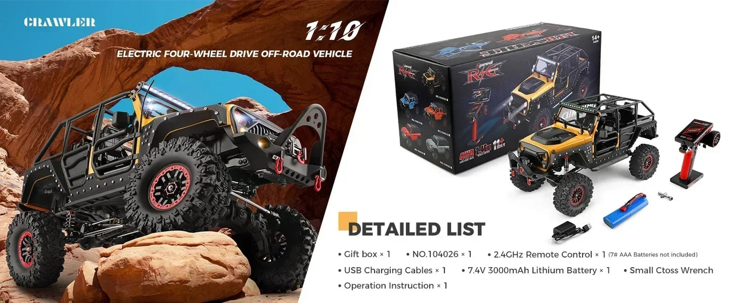 WLtoys 104026 Pro RC Car: 1/10 Scale, 4WD Electric Off-Road Racing Truck