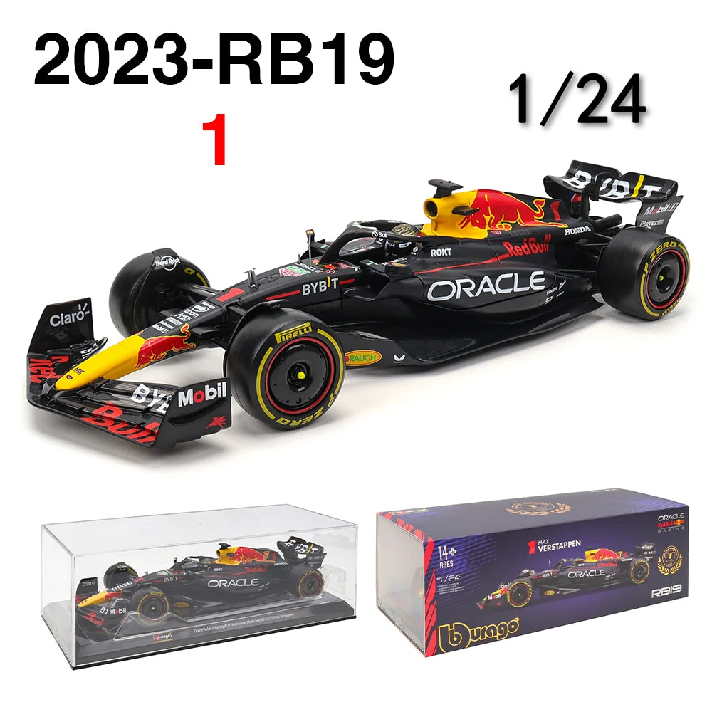 1/24 scale 2023 Red Bull RB19 F1 car model, #1 Verstappen, with display case and box.
