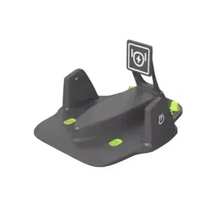 Gray wireless charger stand for phone and watch. Charging pad station.