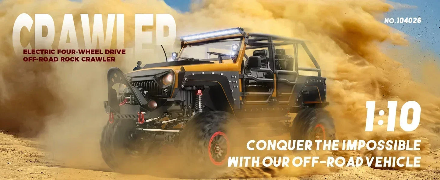 Yellow and Black 1:10 Scale Electric Four-Wheel Drive Off-Road Rock Crawler